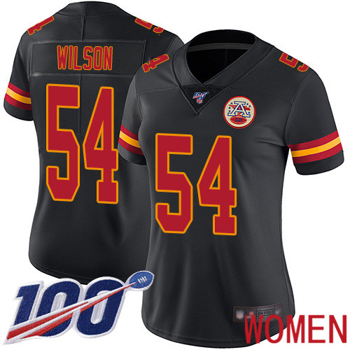 Women Kansas City Chiefs #54 Wilson Damien Limited Black Rush Vapor Untouchable 100th Season Nike NFL Jersey
